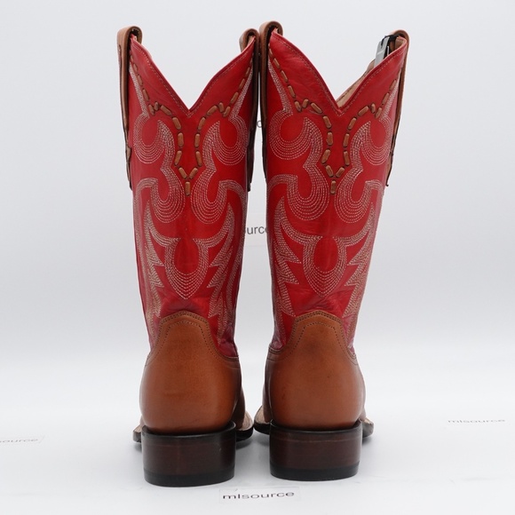 NEW Size 7.5 Women's Lucchese Cow Saddle Stitch Leather Western Boots M3790 Tan - Picture 5 of 9